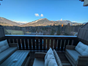 Ausblick vom Balkon auf die Ewige Wand -Ferienwohnung Glücksmomente